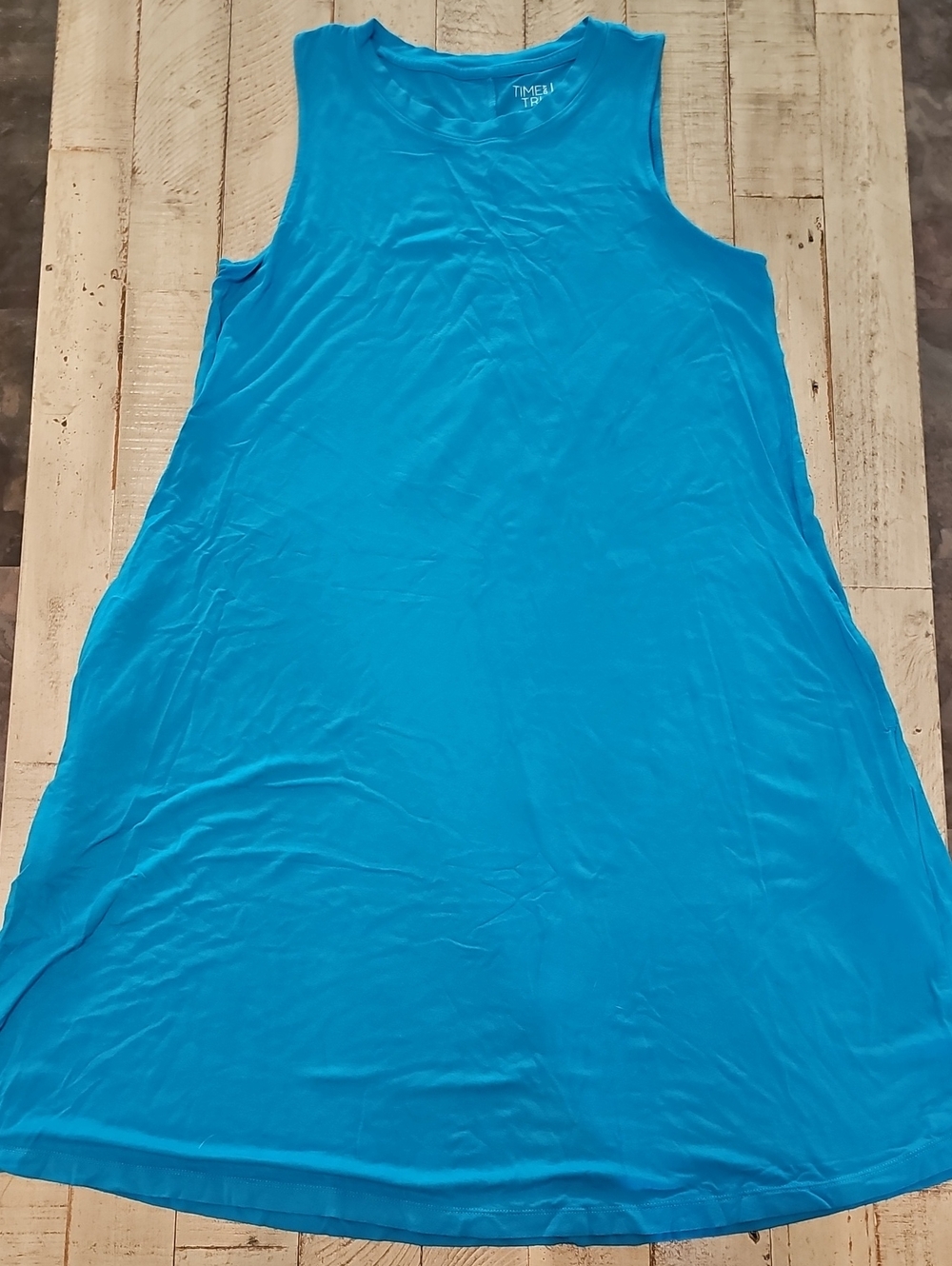Time and Tru Bright Turquoise Sleeveless Shift Dress